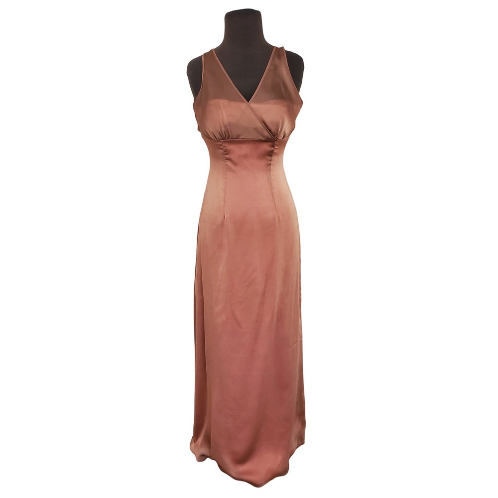 Vintage Watters & Watters Y2K Bridesmaid Gown Rust Maxi Sz 2 Prom Chiffon Rose